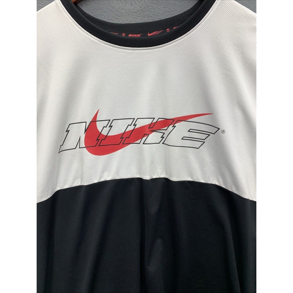 Nike Men Sport Clash Long-Sleeve Moto Tee Black White Red Logo Standard Fit 2XL
